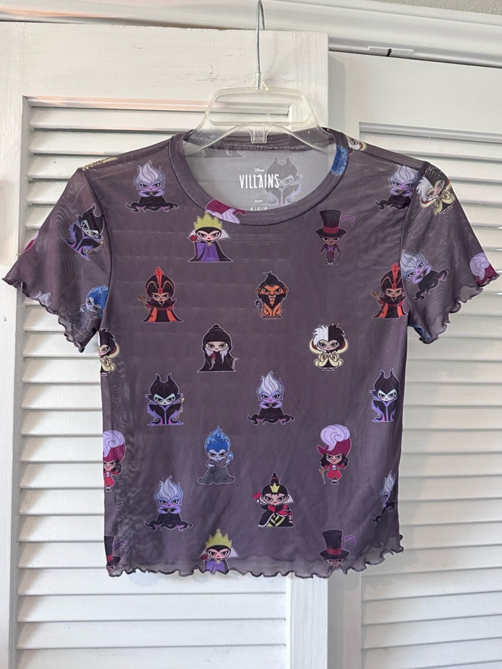 Disney Villains Print Baby Tee Size Small Sheer